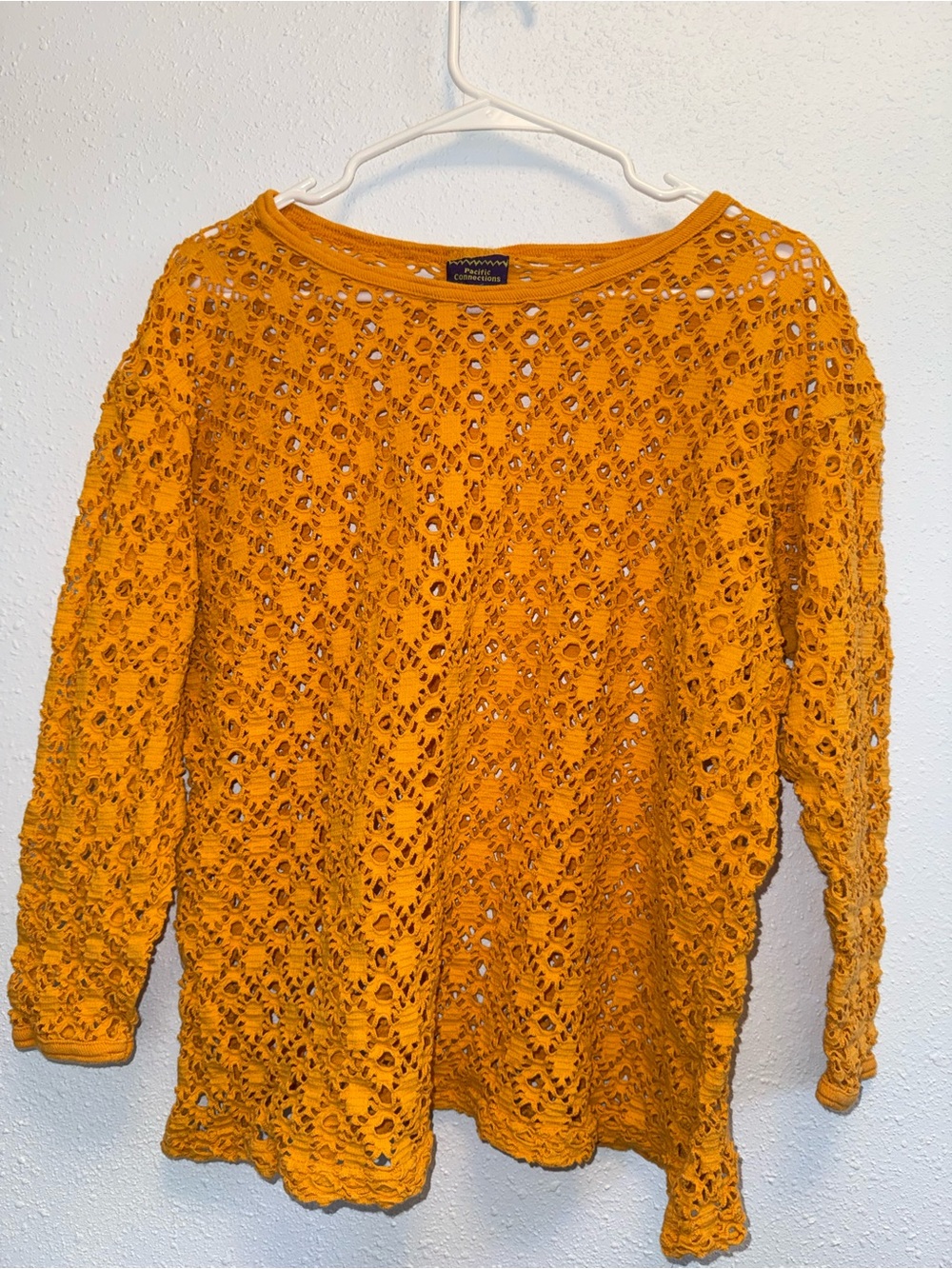 Pacific Connections Open weave Top - Bright Orange